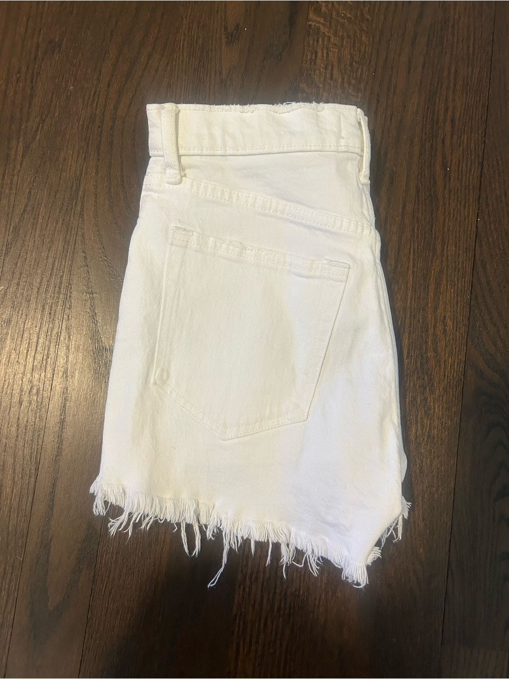 Abercrombie & Fitch White Distressed High Waisted Denim Shorts